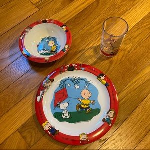 VTG Peanuts Snoopy 3 Piece Set (Bowl, Plate, Cup)